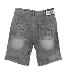 Mixed Emotions Paisley Denim Shorts Black