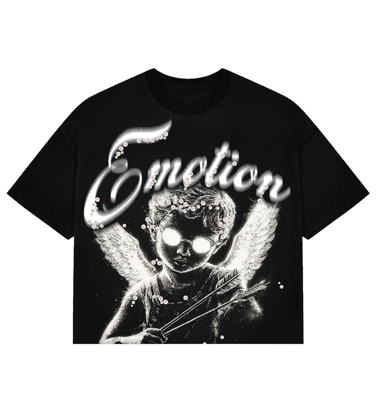 Mixed Emotions Pearl Cropped Tee Black